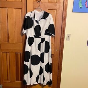 Stylish Black and White Polka Dot Dress
